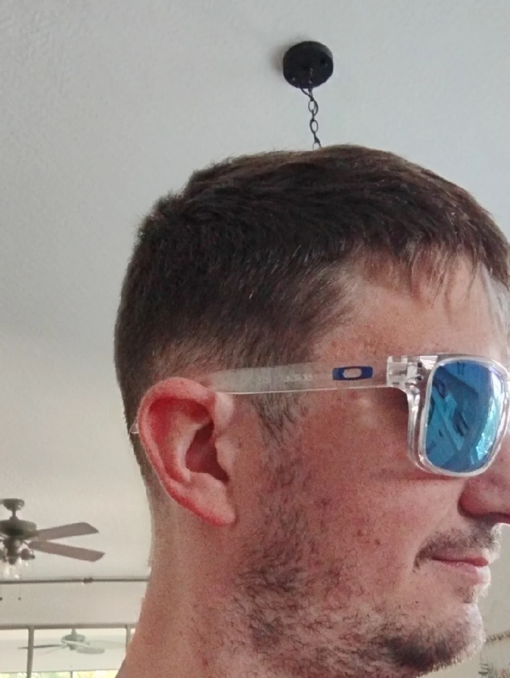 Oakley Clear Frame Holbrook Sunglasses with Blue Mirrored Lenses - Picture 12 of 12